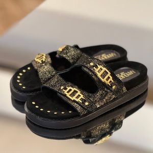 ANNOUKIS with Love MYKONOS SANDAL - BLACK / GOLD 38 NWT